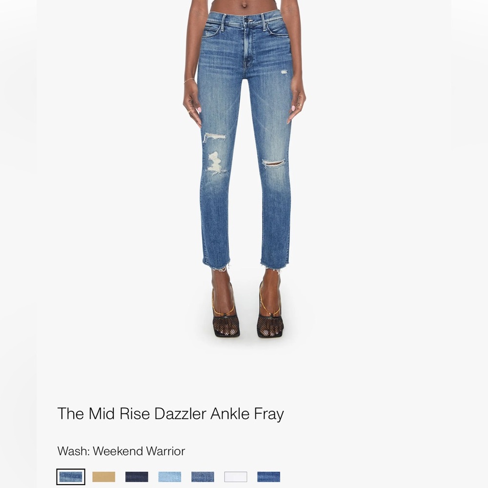 Mother Mid Rise Dazzler Ankle Fray Jeans Size 30 “Weekend Warrior” Wash